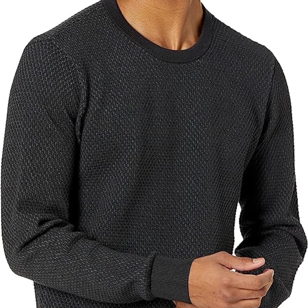 Honeycomb Knit Crewneck Sweater - New With Tags - NEVER WORN - Black/Charcoal